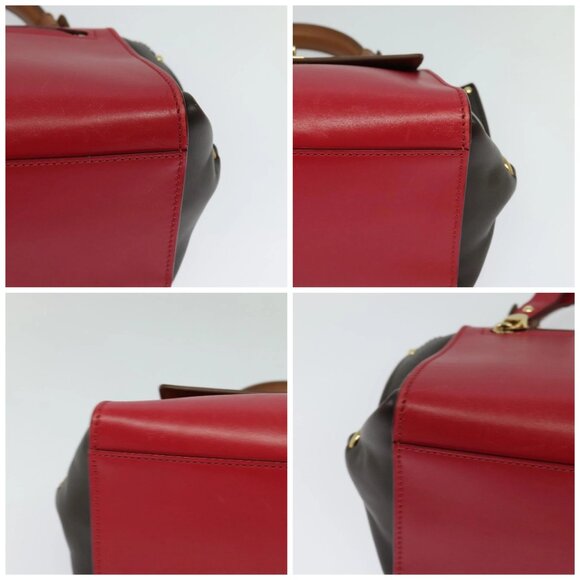 Salvatore Ferragamo Gancini Hand Bag Leather 2way Red Gold Auth 131642 - Picture 14 of 16